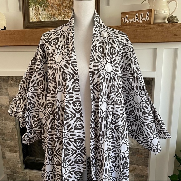 Midget Giraffe Patterned One Size Cotton Non-Stretch Kimono Duster Wide Sleeve - Picture 4 of 8